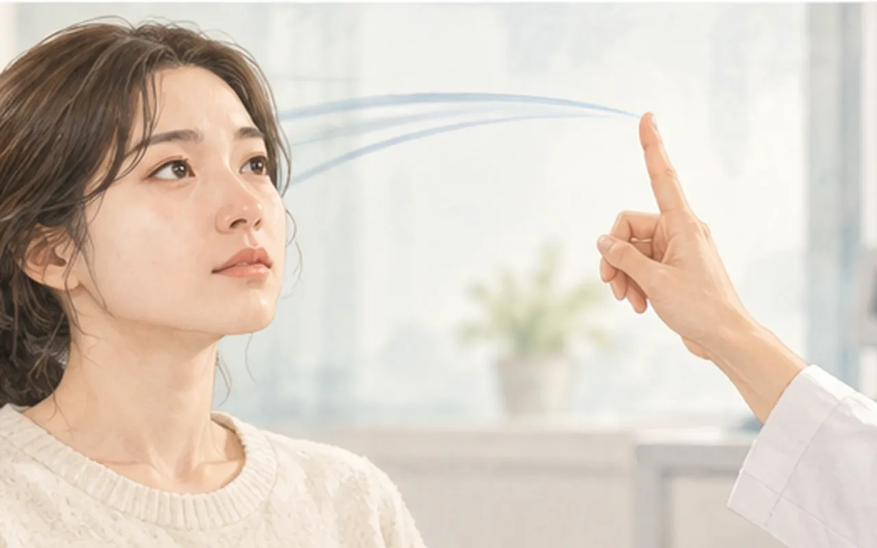 반복되는 어지럼, 먼저 다양한 원인을 확인해야 합니다. 관련 부위와 진료 내용을 보여주는 설명용 이미지
