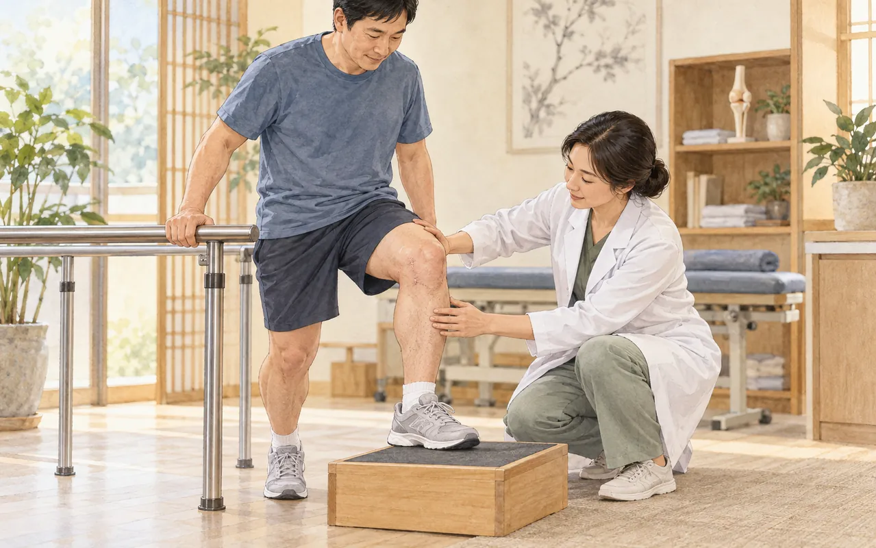 수술이 끝난 날부터 회복의 다음 단계가 시작됩니다. 관련 부위와 진료 내용을 보여주는 설명용 이미지